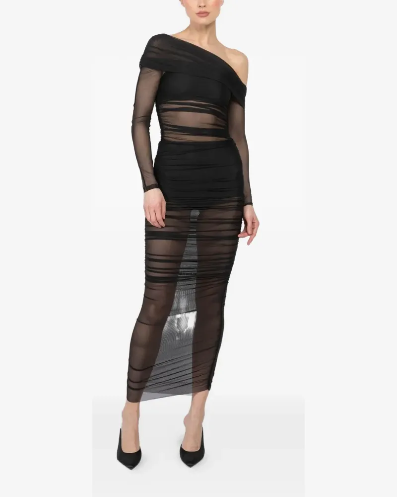 The Sei asymmetric long-sleeve dress - Schwarz Schwarz