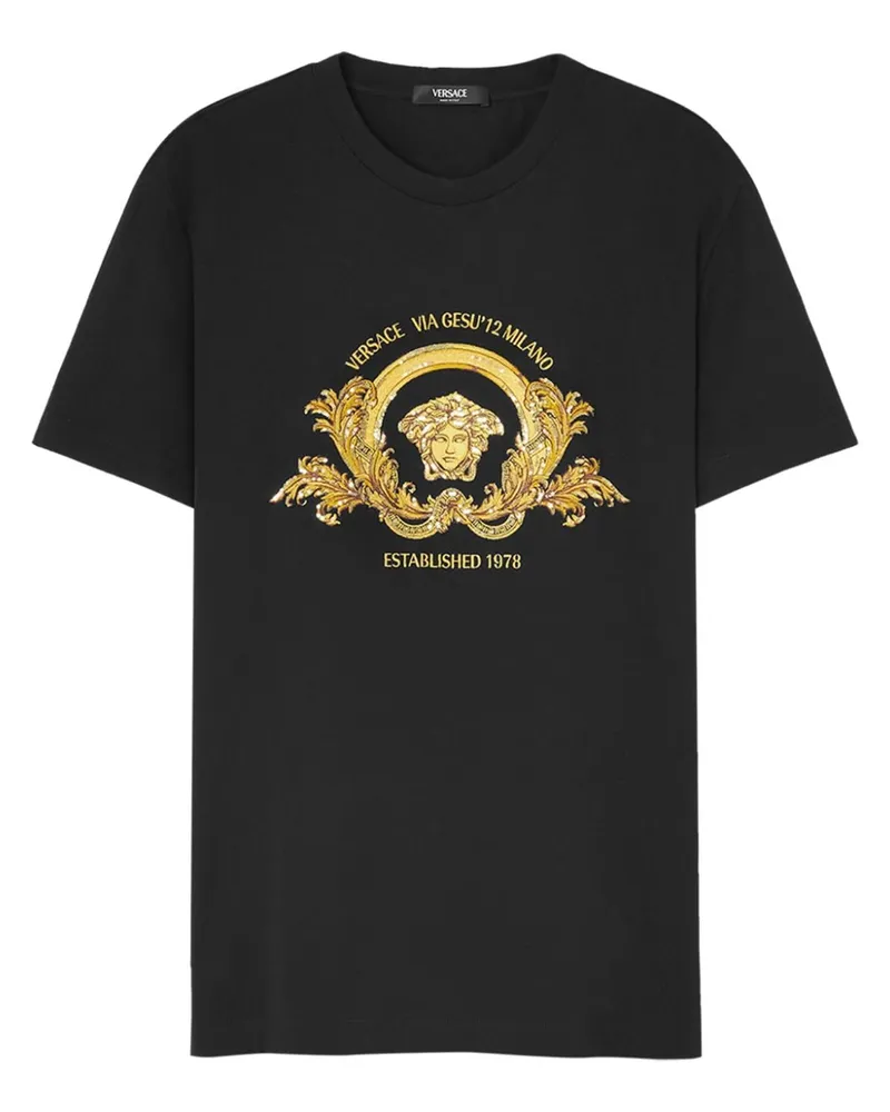 Versace Coupe Blason T-Shirt mit Stickerei - Schwarz Schwarz
