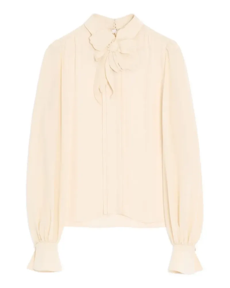 Valentino Garavani embroidered crepe de chine top - Nude Nude