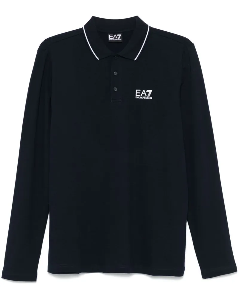 EA7 Poloshirt mit gummiertem Logo - Blau Blau