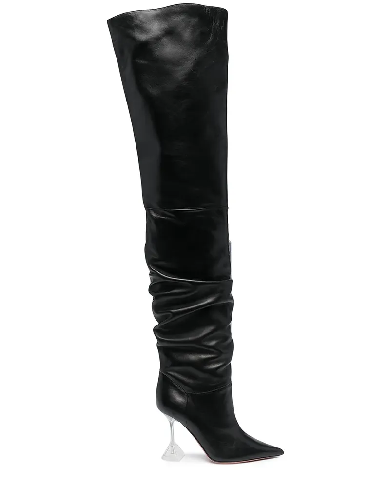Amina Muaddi Olivia Overknee-Stiefel - Schwarz Schwarz