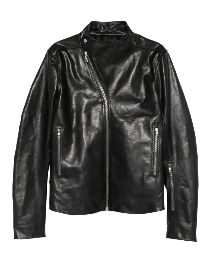 Rick Owens Release Lederjacke mit asymmetrischem Reißverschluss - Schwarz Schwarz