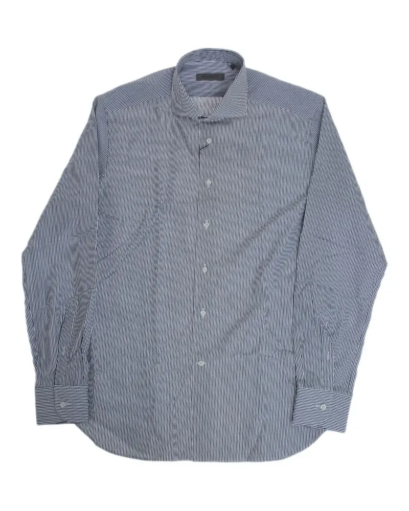 Corneliani awning-striped French-collar shirt - Blau Blau