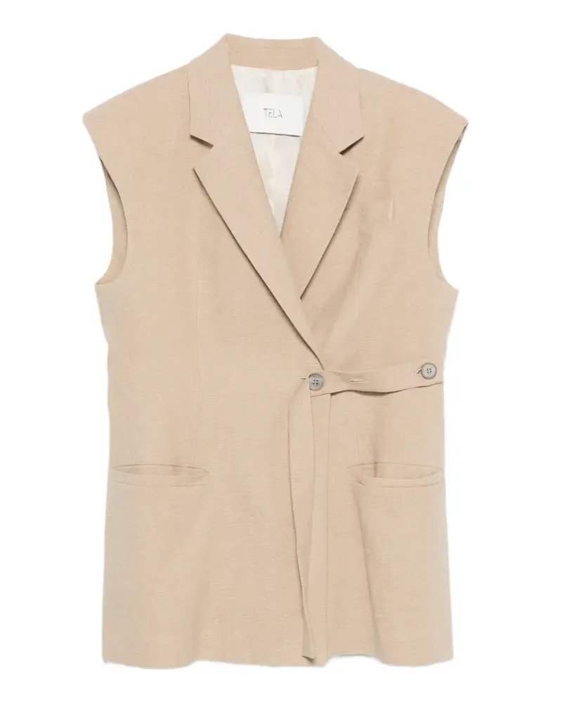 TELA Charlie button sleeveless waistcoat - Nude Nude