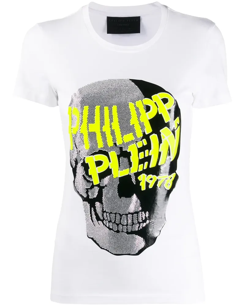 Philipp Plein Verziertes T-Shirt mit Totenkopf - Weiß Weiß