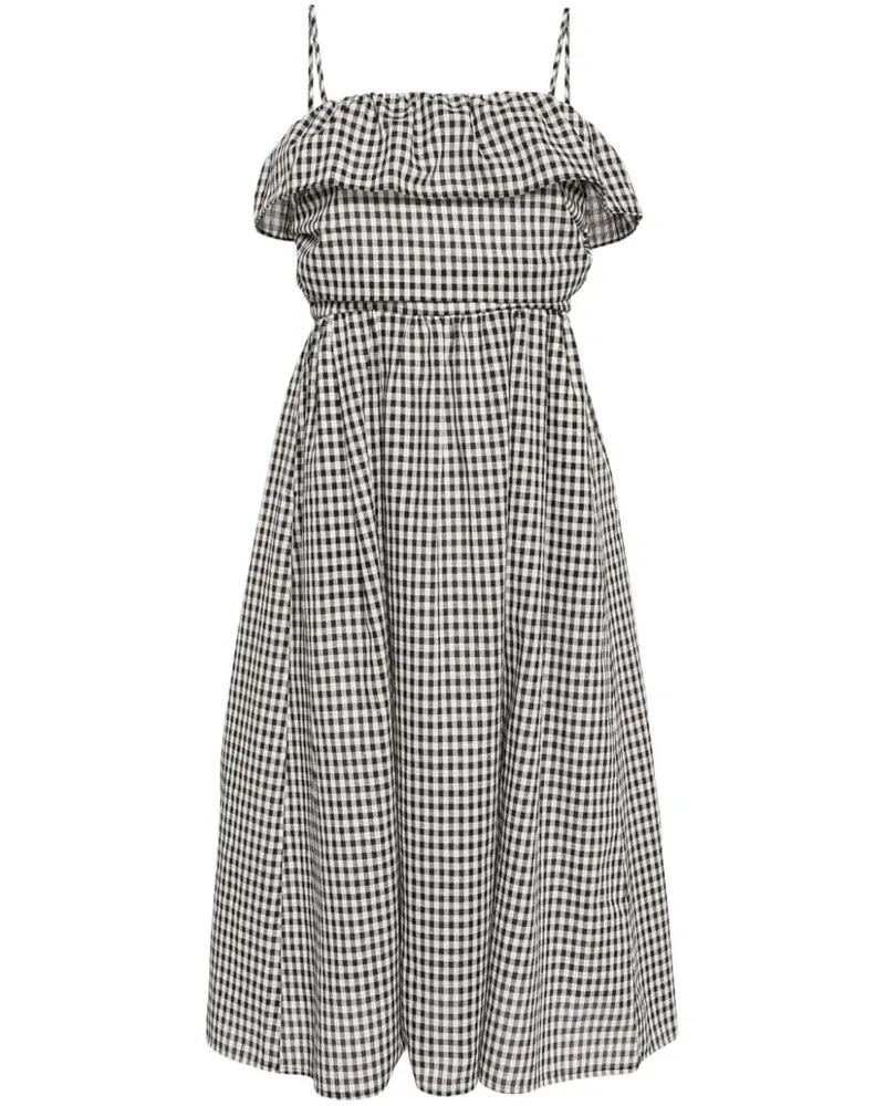 b+ab Kariertes Midikleid - Schwarz Schwarz