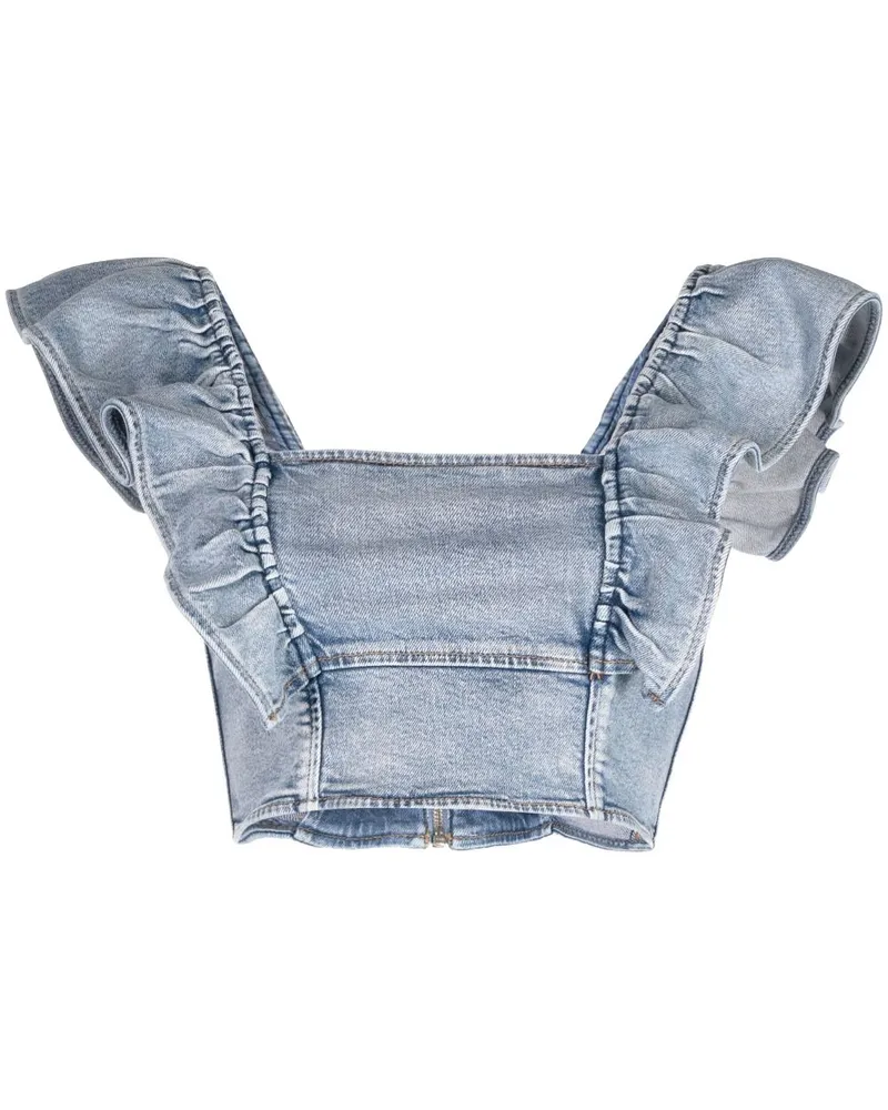 Ganni Cropped-Jeanstop - Blau Blau