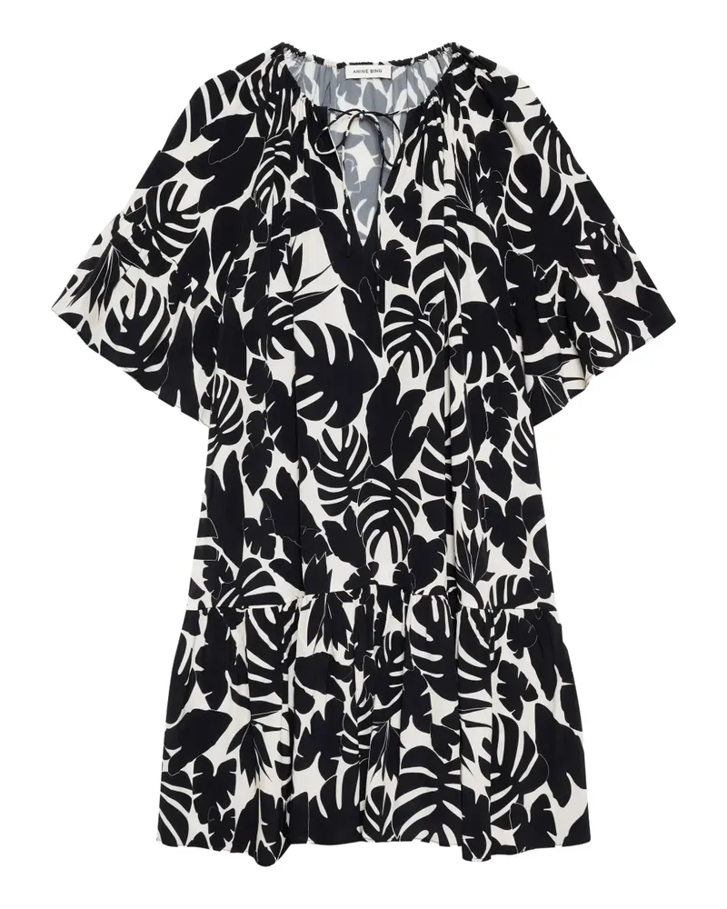 Anine Bing Gestuftes Lolita Kleid mit Blumen-Print - Schwarz Schwarz