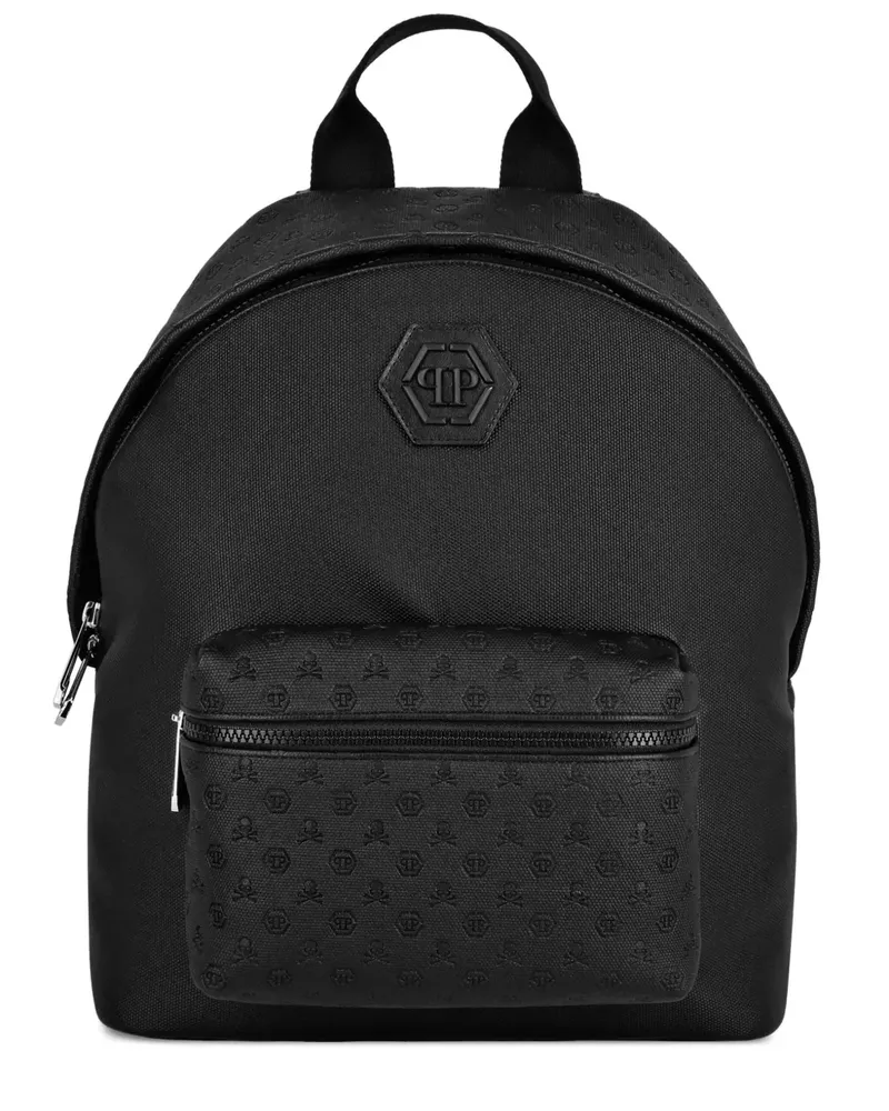 Philipp Plein Rucksack mit Monogrammmuster - Schwarz Schwarz