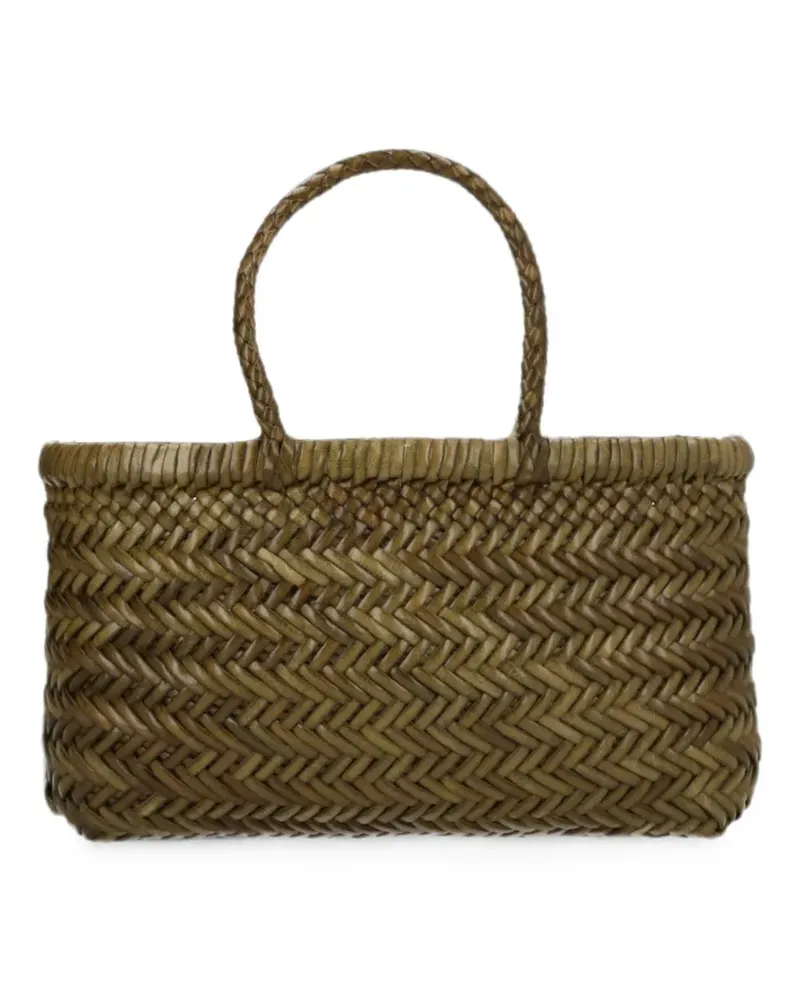 Dragon Diffusion mini Flat Gora woven leather tote bag - Grün Grün