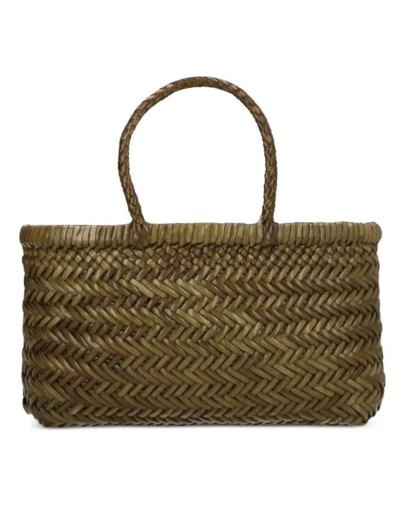 Dragon Diffusion mini Flat Gora woven leather tote bag - Grün Grün