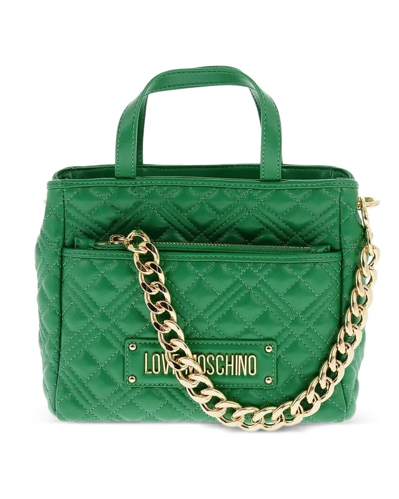 Moschino Tote Bag mit Logo-Schild - Grün Grün