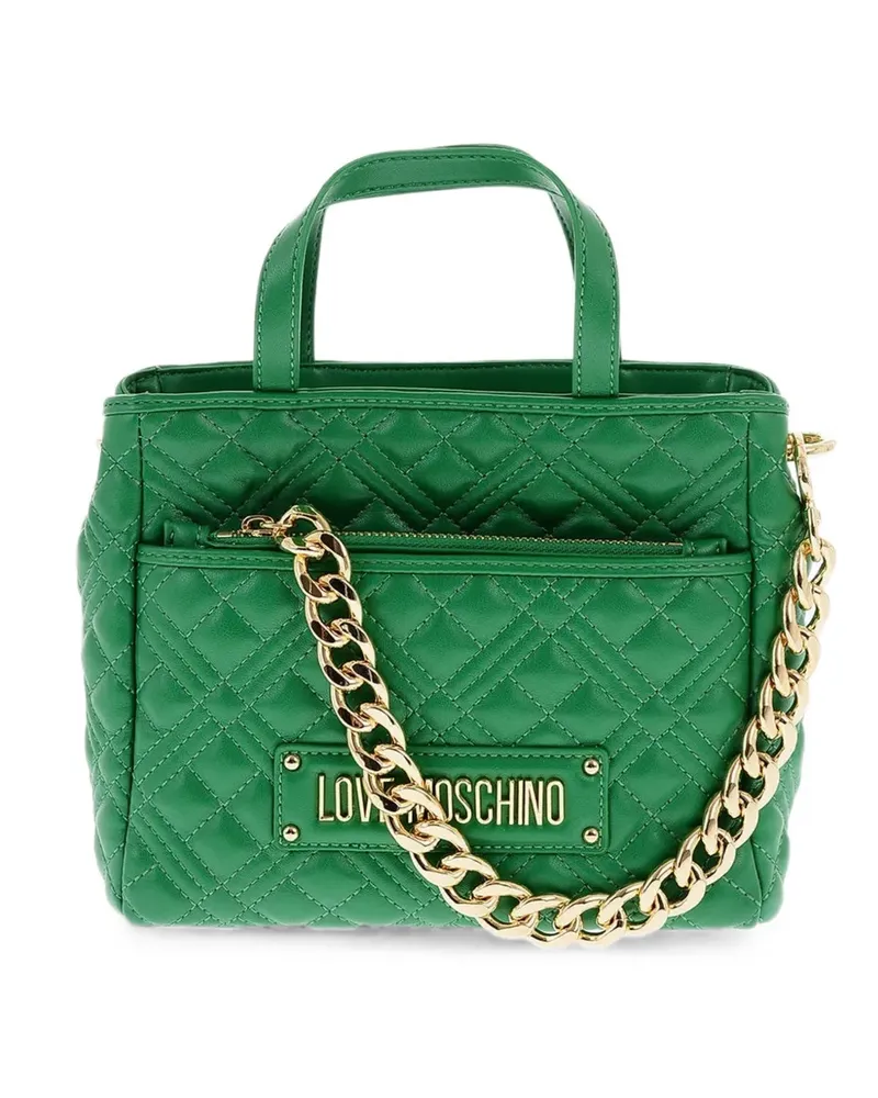 Moschino quilted logo-plaque tote bag - Grün Grün