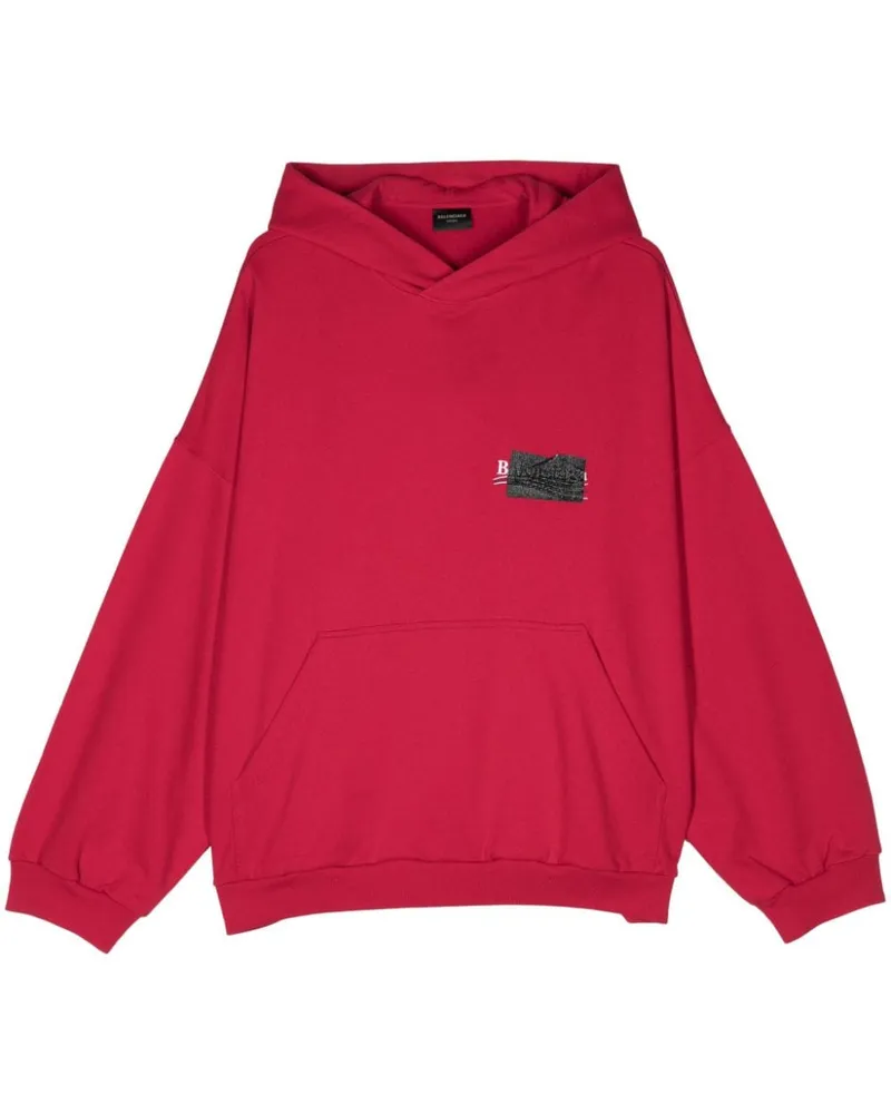 Balenciaga Hoodie mit Logo-Print Rot