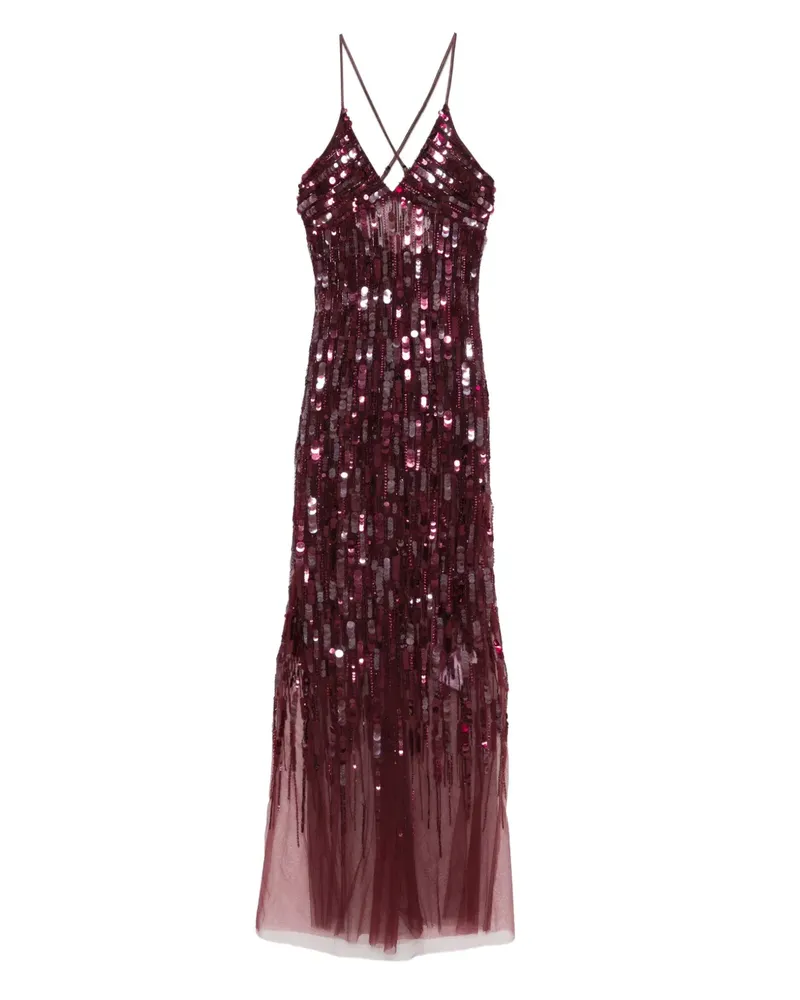 Elisabetta Franchi Maxikleid mit Pailletten - Rot Rot