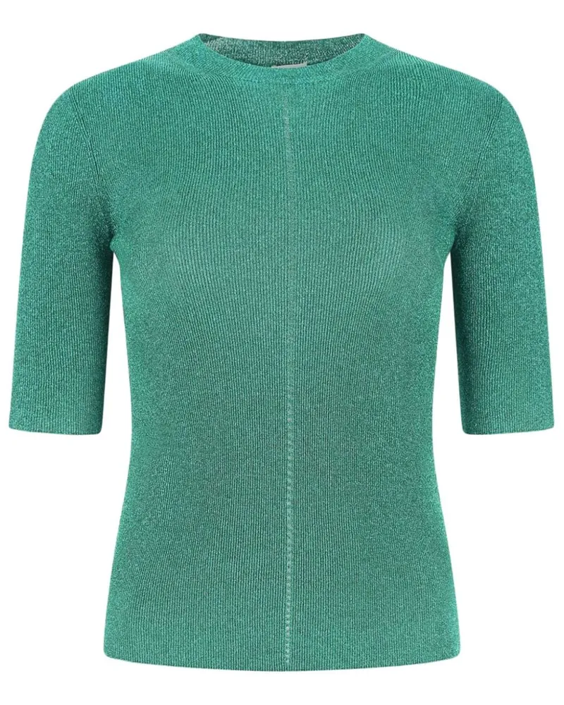 Saint Laurent Kurzärmeliges Metallic-Oberteil - Grün Grün
