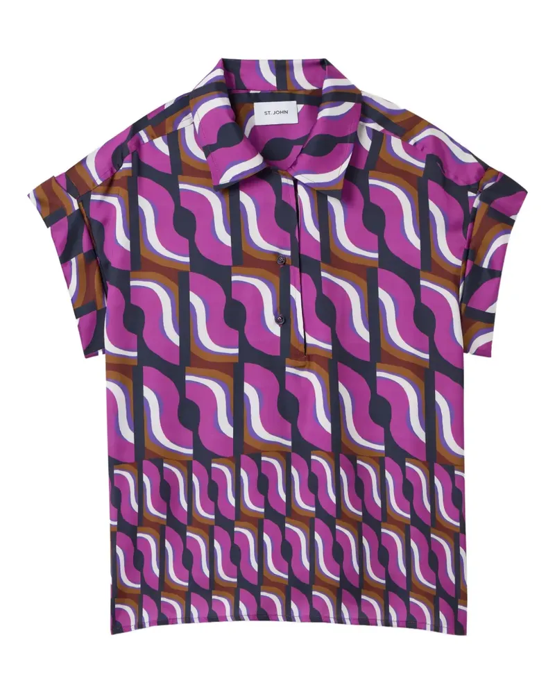 ST. JOHN 70 Poloshirt mit Block-Print - Violett Violett