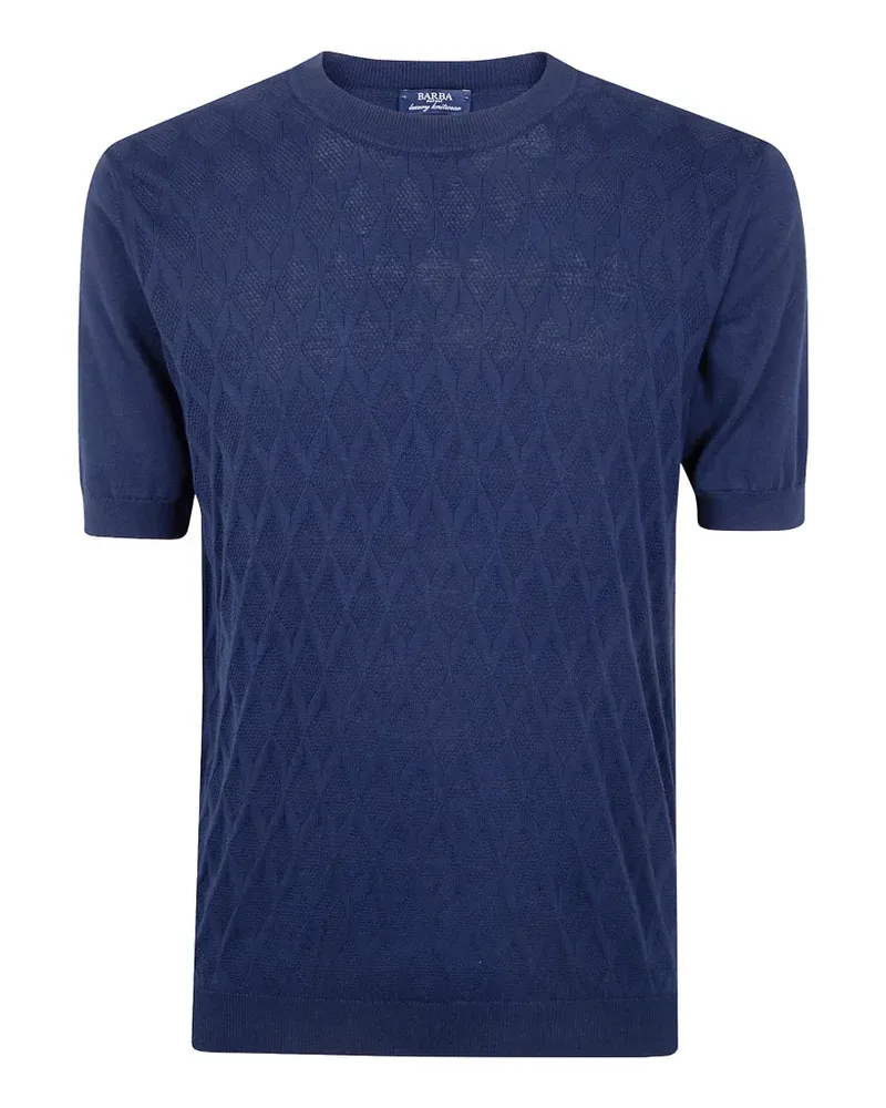 BARBA diamond-patterned knit T-shirt - Blau Blau