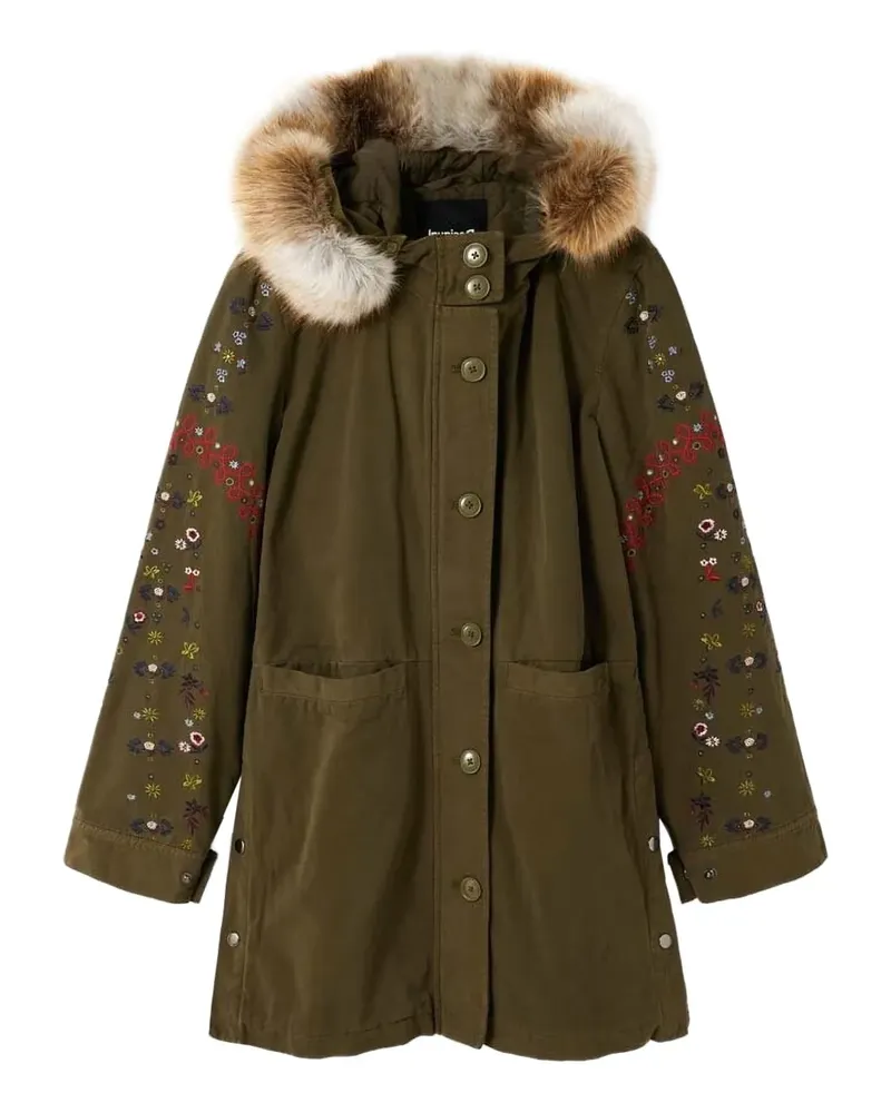 Desigual Parka mit Blumenstickerei - Grün Grün