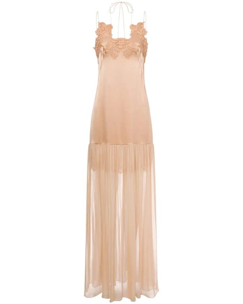 Alberta Ferretti Abendkleid mit Spitzenbesatz - Nude Nude