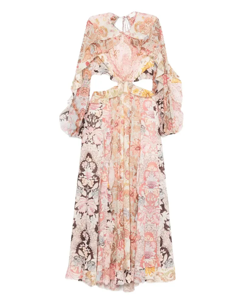 Zimmermann Gerüschtes Daylight Billow Maxikleid mit Blumen-Print - Rosa Rosa