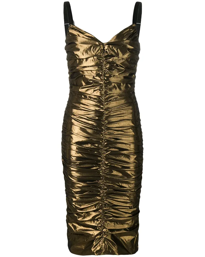 Dolce & Gabbana Gerafftes Lamé-Kleid - Gold Gold