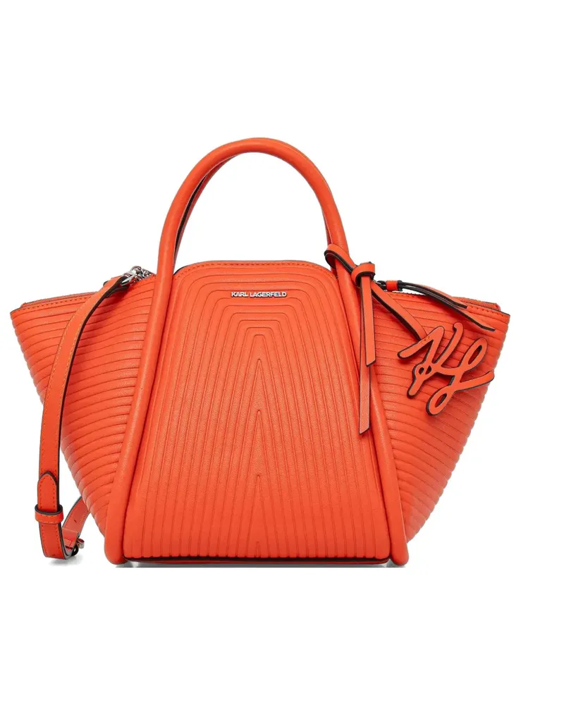 Karl Lagerfeld embossed-detail top-handle satchel bag - Orange Orange