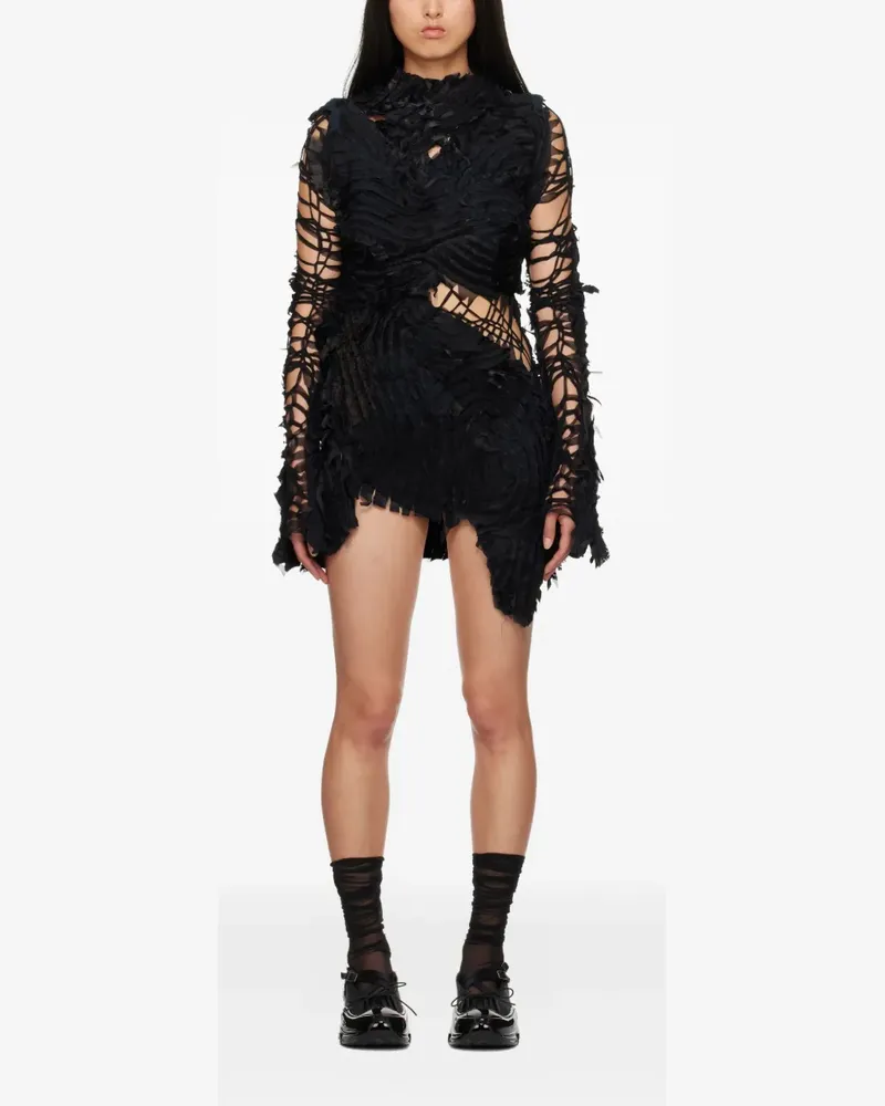 Collina Strada Asymmetrisches Kleid mit Rüschen - Schwarz Schwarz