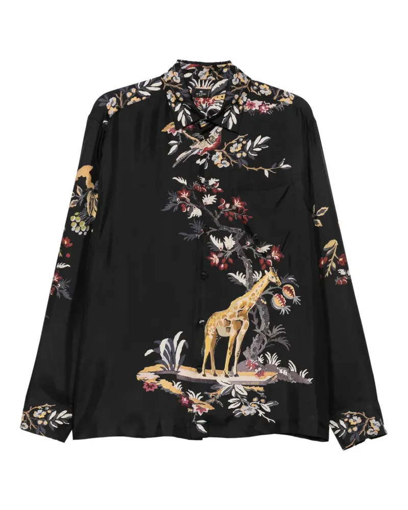 Etro Hemd mit Giraffen-Print - Schwarz Schwarz