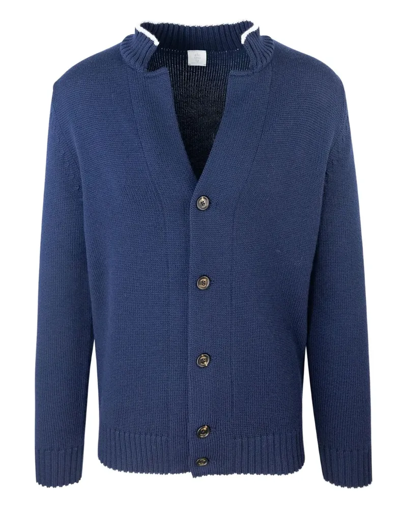 Eleventy Gerippter Cardigan mit V-Ausschnitt - Blau Blau