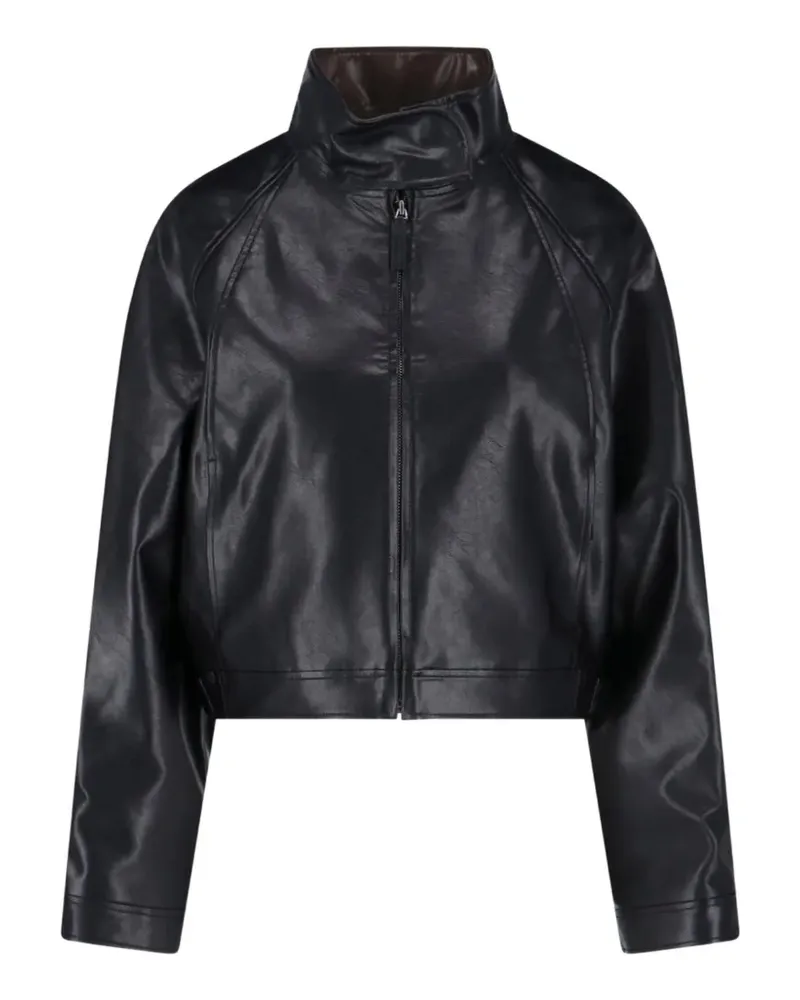 LOW CLASSIC cropped high-neck jacket - Schwarz Schwarz