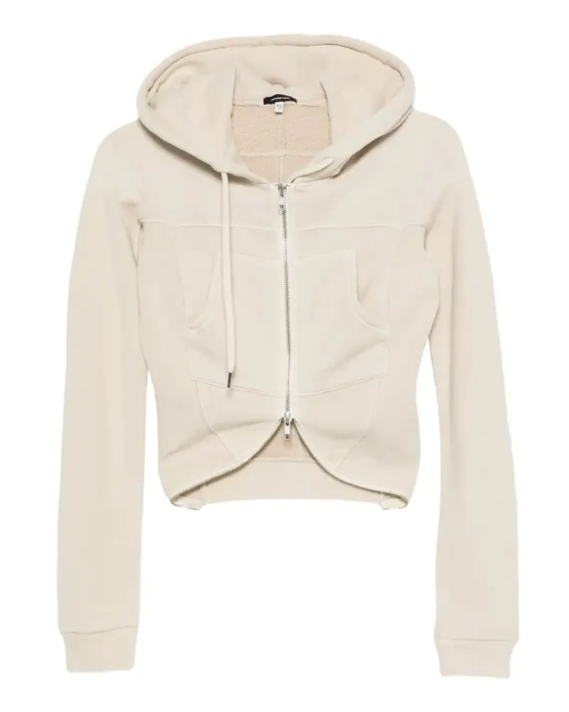 R13 Cropped-Kapuzenjacke mit Reißverschluss - Nude Nude