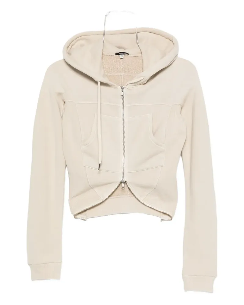 R13 Cropped-Kapuzenjacke mit Reißverschluss - Nude Nude