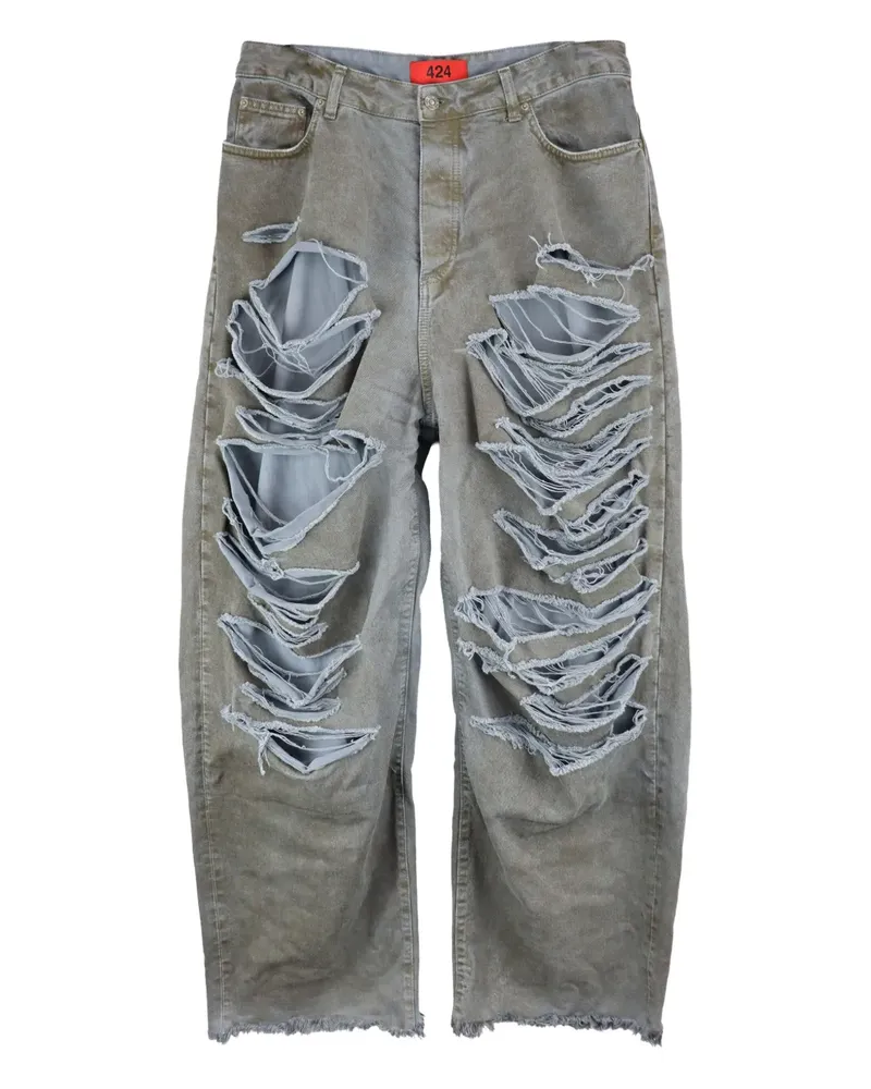 FourTwoFour on Fairfax Daddy Distressed-Jeans - Schwarz Schwarz