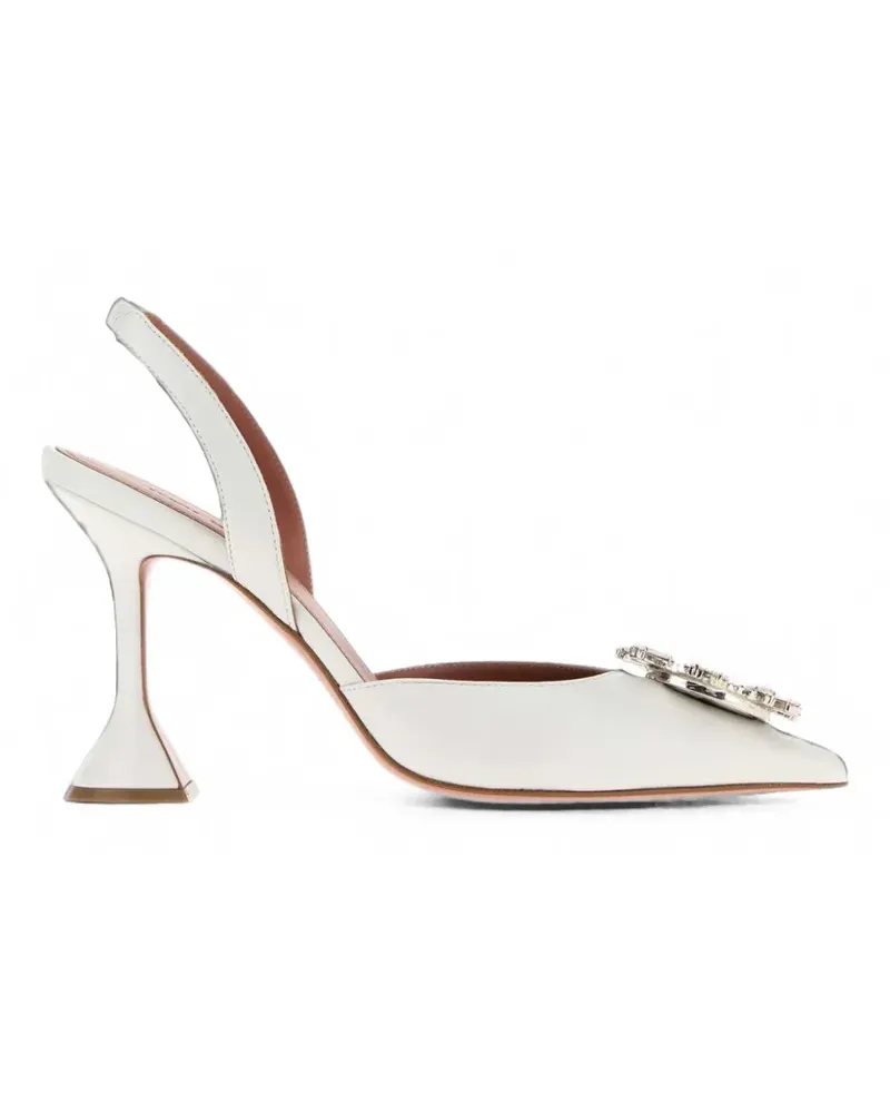 Amina Muaddi Begum Slingback-Pumps mit Kristallen 95mm - Weiß Weiß
