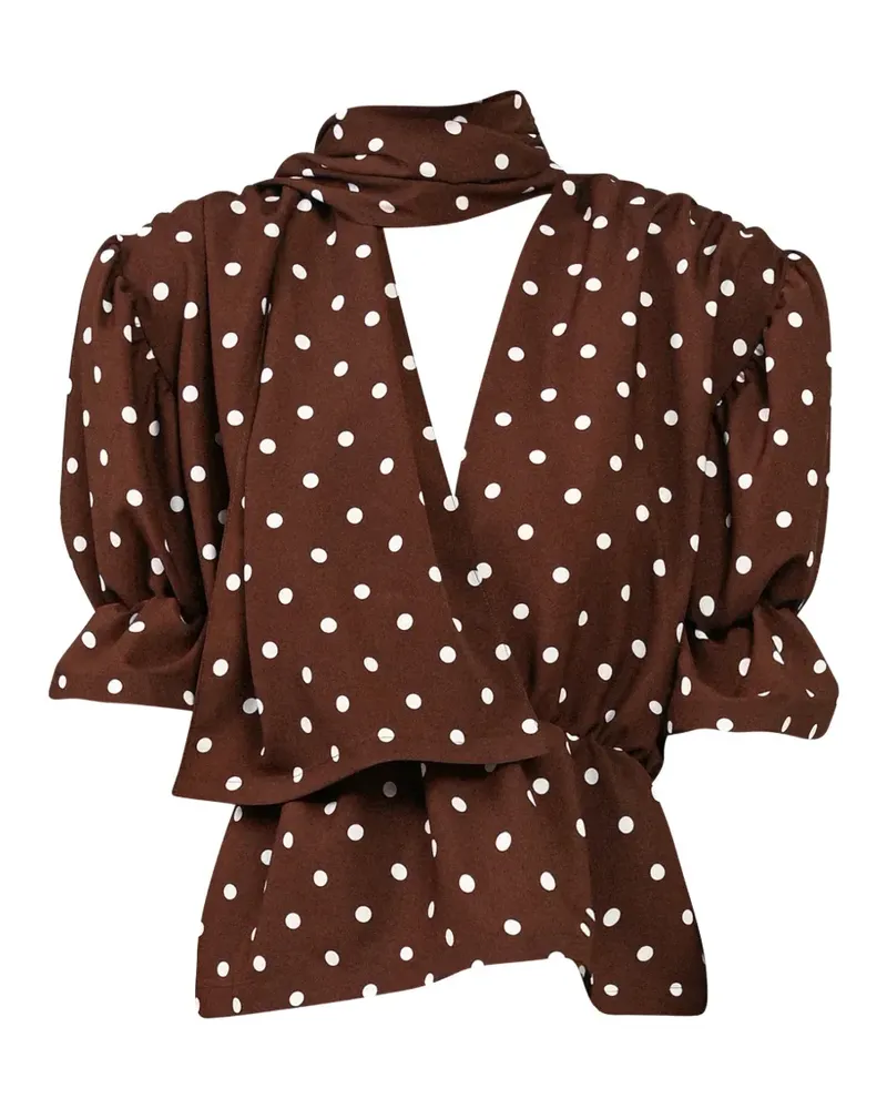 Rowen Rose polka-dot puffy-sleeve shirt - Braun Braun
