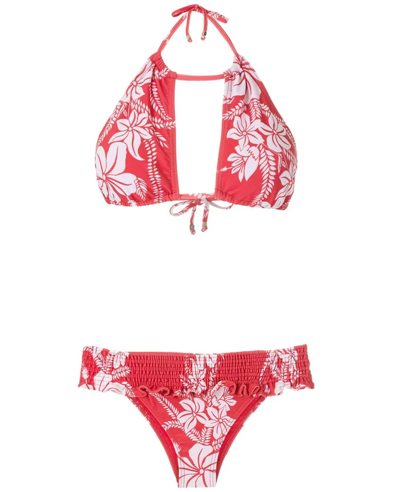 Amir Slama Bikini mit Blumen-Print - Rot Rot