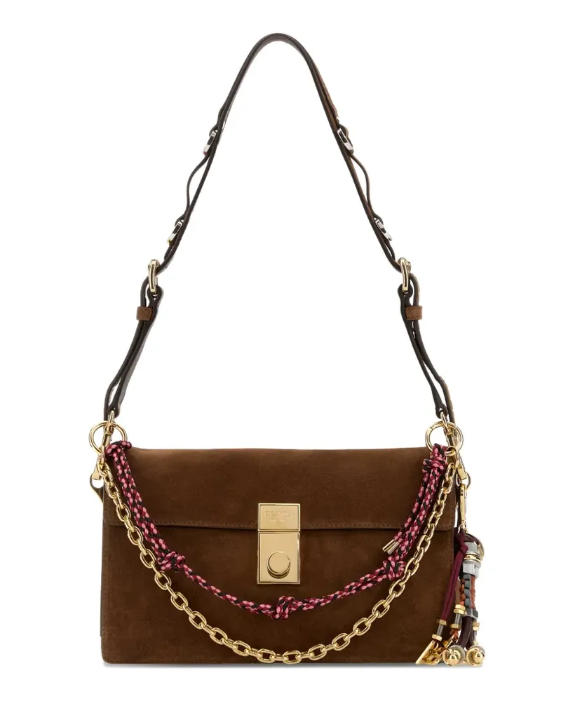 Prada tassel-detail suede shoulder bag - Braun Braun