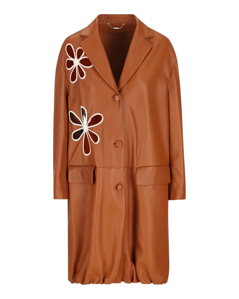 Fendi flower appliqué coat - Braun Braun