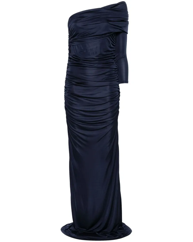 ATLEIN Gerafftes Maxikleid - Blau Blau