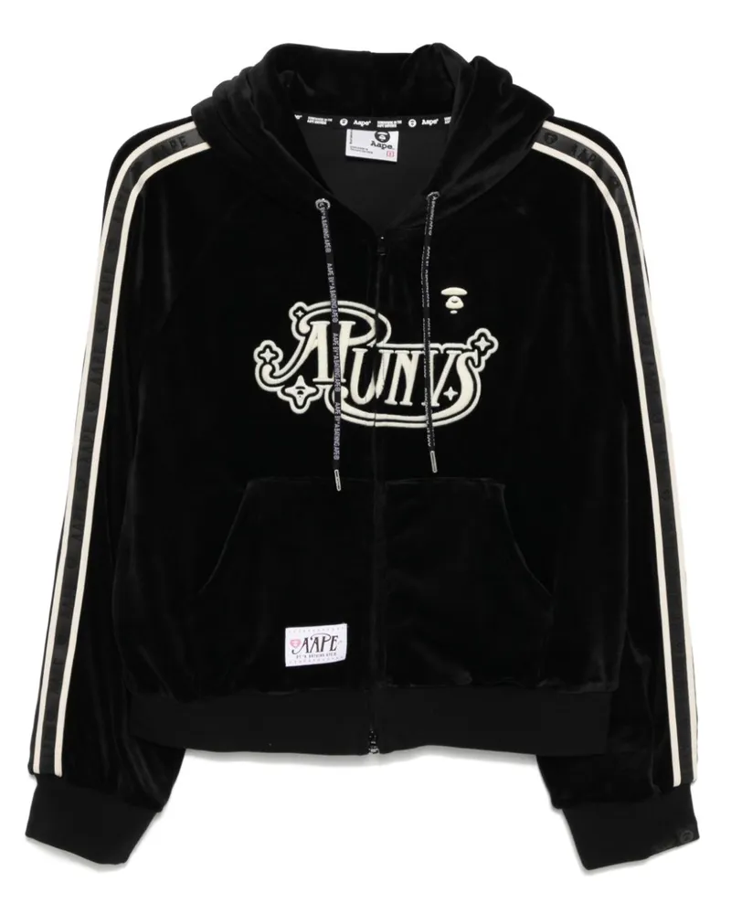 BAPE Bestickte Kapuzenjacke - Schwarz Schwarz