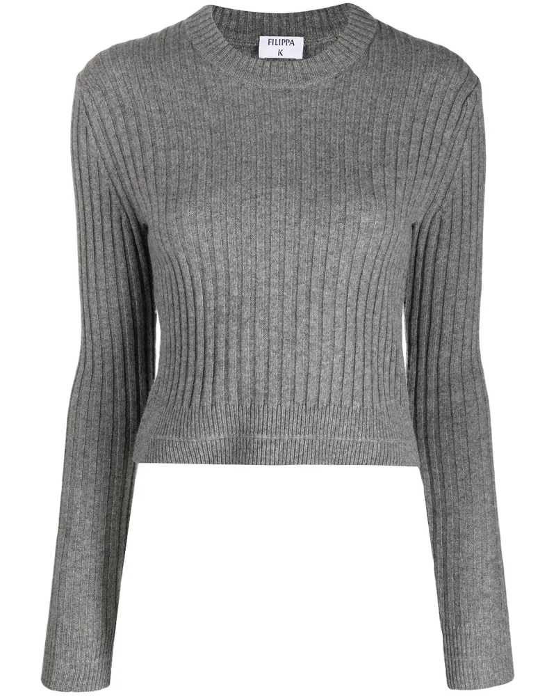 Filippa K Geripptes Sweatshirt mit rundem Ausschnitt Grau