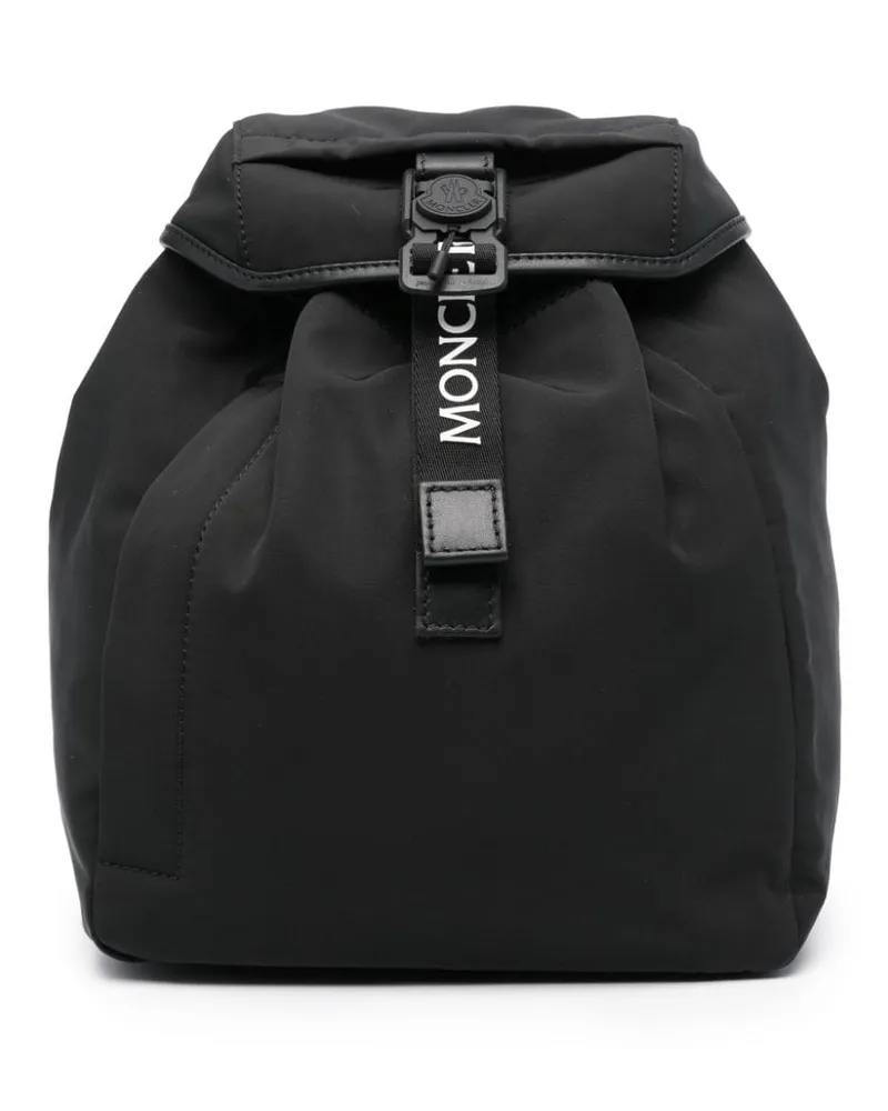 Moncler Rucksack mit Logo-Schild Schwarz