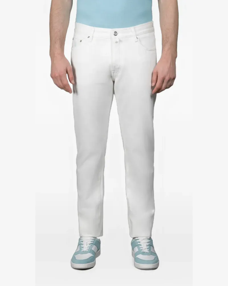 MOORER Schmale Hose im Five-Pocket-Design - Weiß Weiß