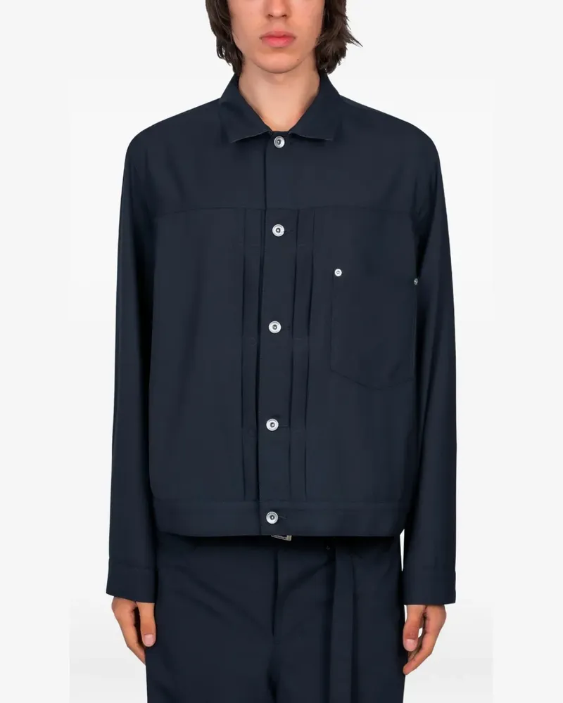 Sacai pleated pocket jacket - Blau Blau