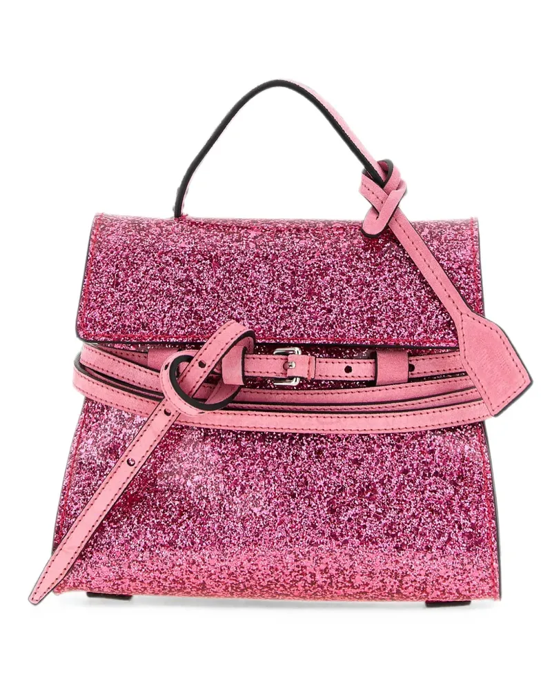 Moschino mini Tie Me glitter-finish tote bag - Rosa Rosa