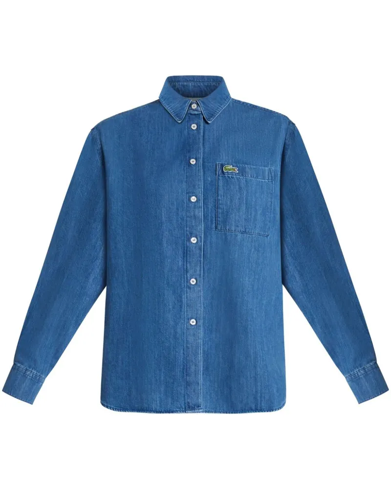 Lacoste Jeanshemd mit Logo-Applikation - Blau Blau