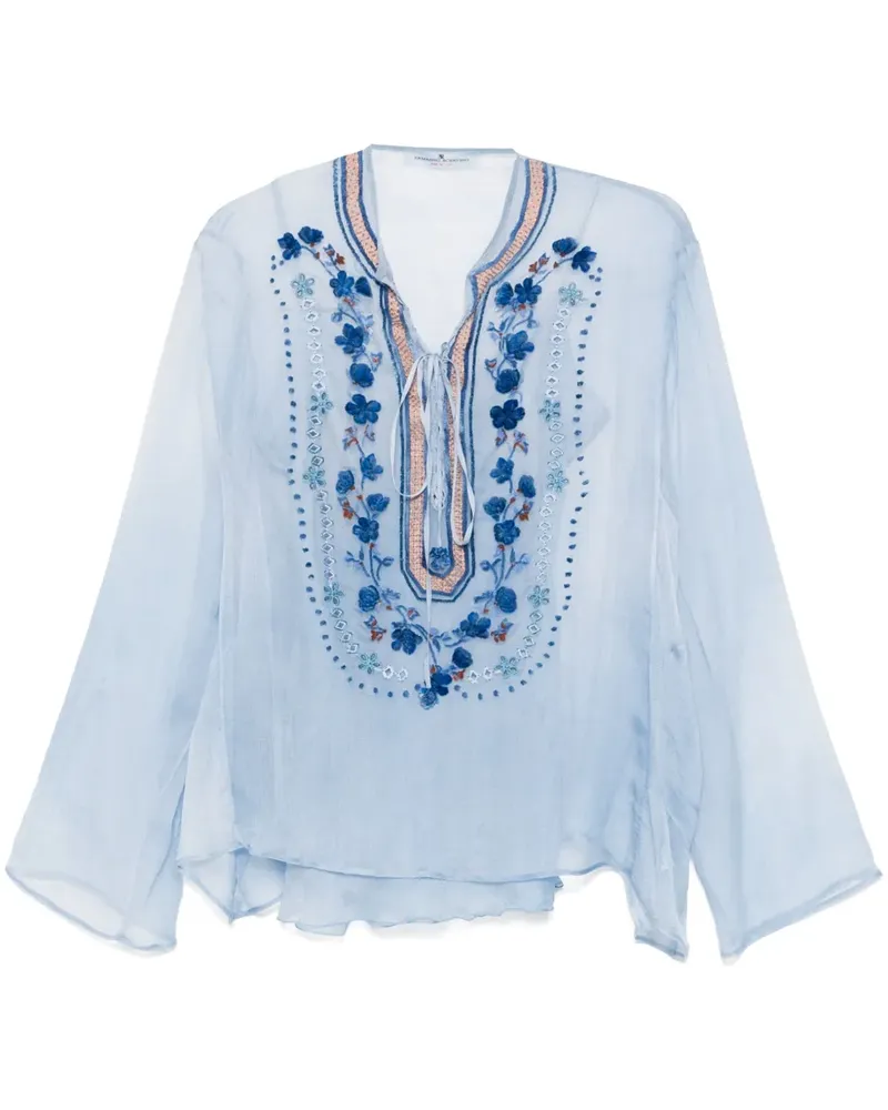 Ermanno Scervino Chiffonbluse mit Stickerei - Blau Blau