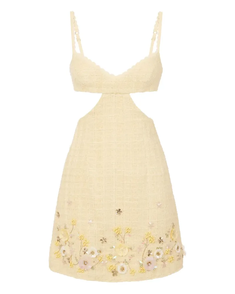 Elisabetta Franchi Cut-Out-Minikleid mit Blumenstickerei - Gelb Gelb