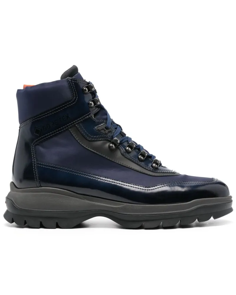 Santoni Schnürstiefel mit Kontrasteinsätzen - Blau Blau